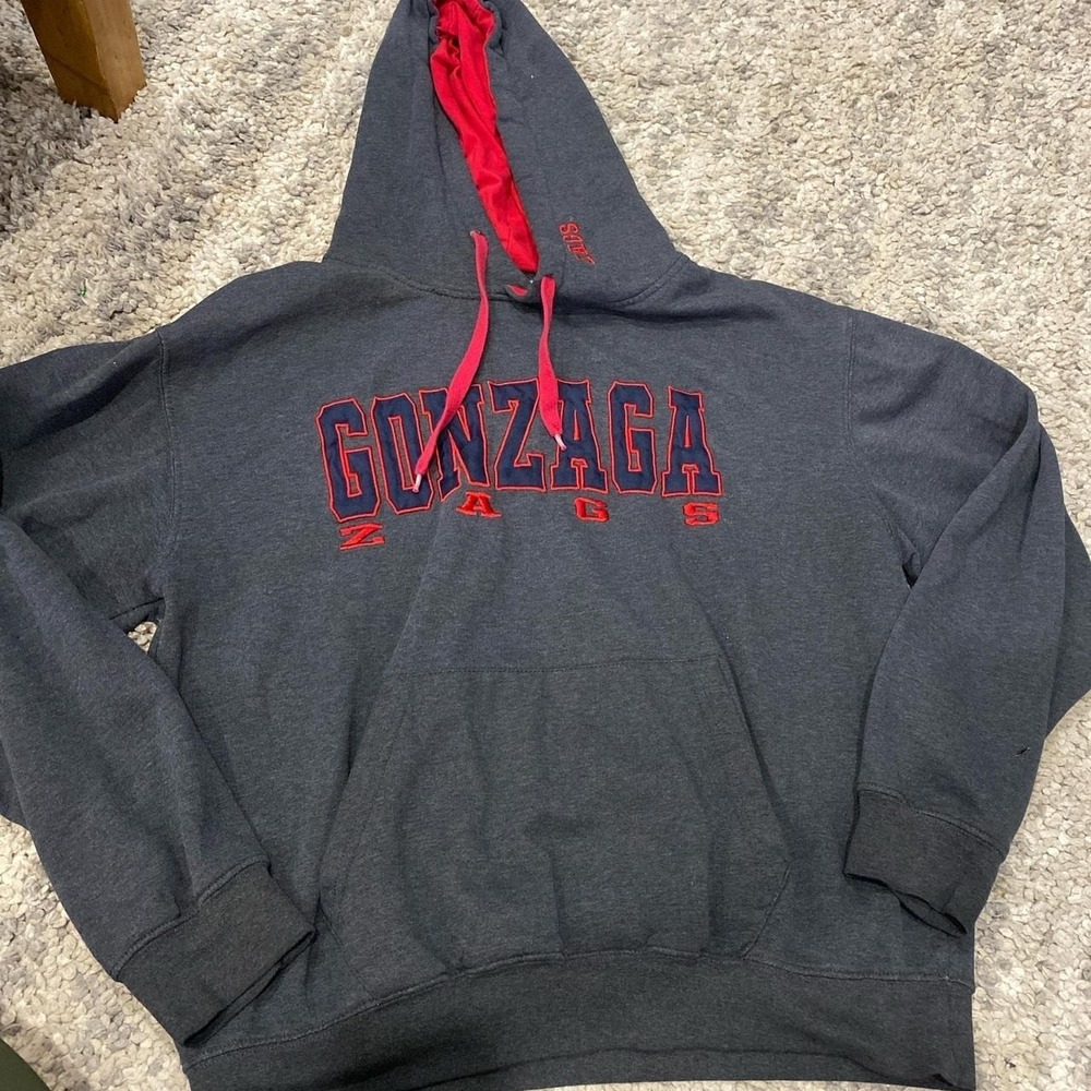 'Vintage 90s Gonzaga Bulldogs Hoodie | Red & Grey | Size M (Soft) Vintage